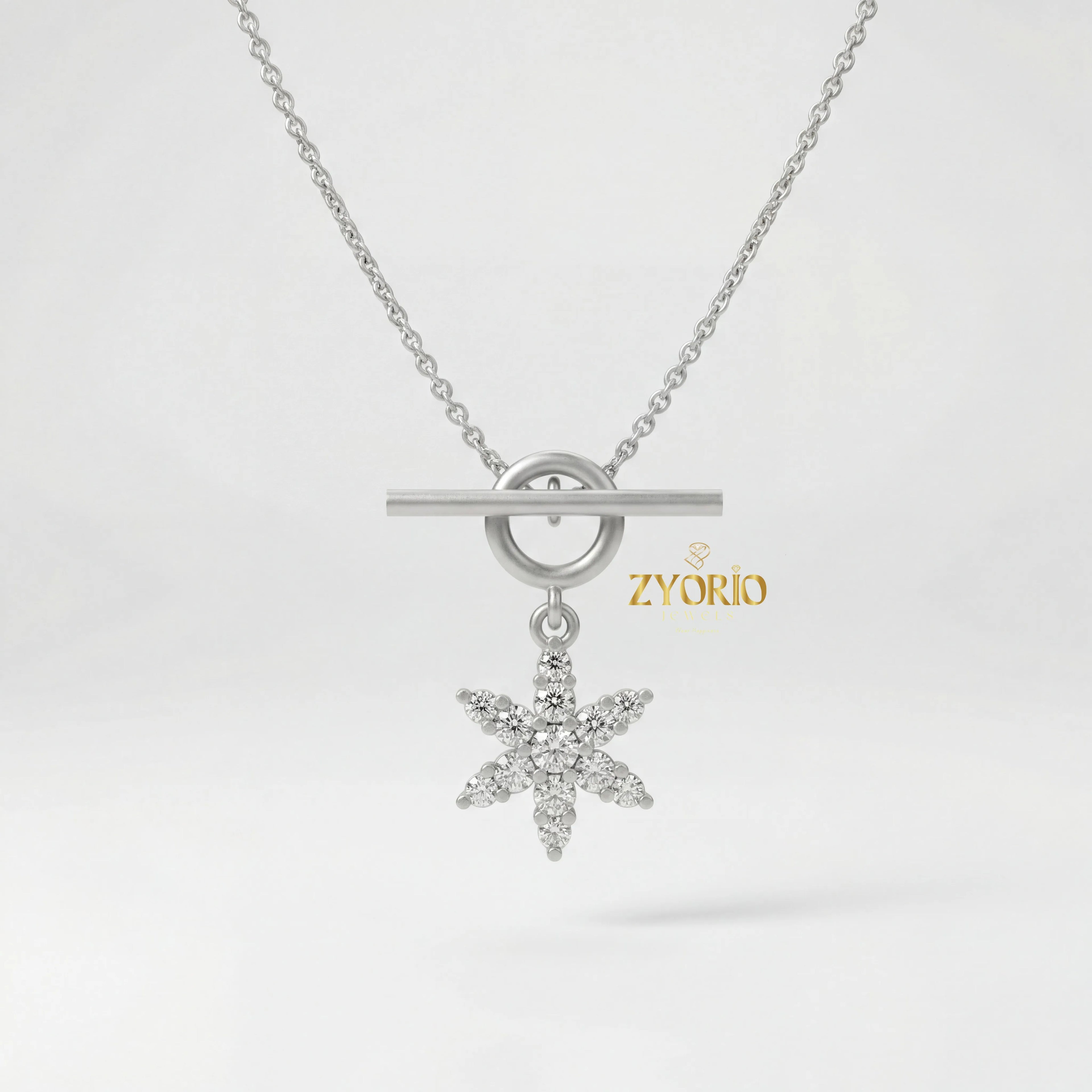 Radiant Star Diamond Pendant Necklace 925 Sterling Silver Luxury Jewelry For Women