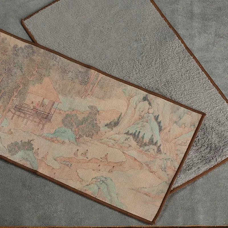 Suede Tea Towel Household Zen Tea Table Tea Cloth High-Grade Absorbent Clay Tea Mat Kung Fu Tea Tea Napkin Tea accessories