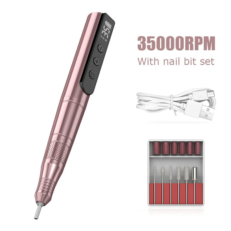35000RPM Electric Nail Drill Manicure Machine Pedicure For Gel Polishing Professional Nail Lathe Low Noise Cutters Nail File Kit