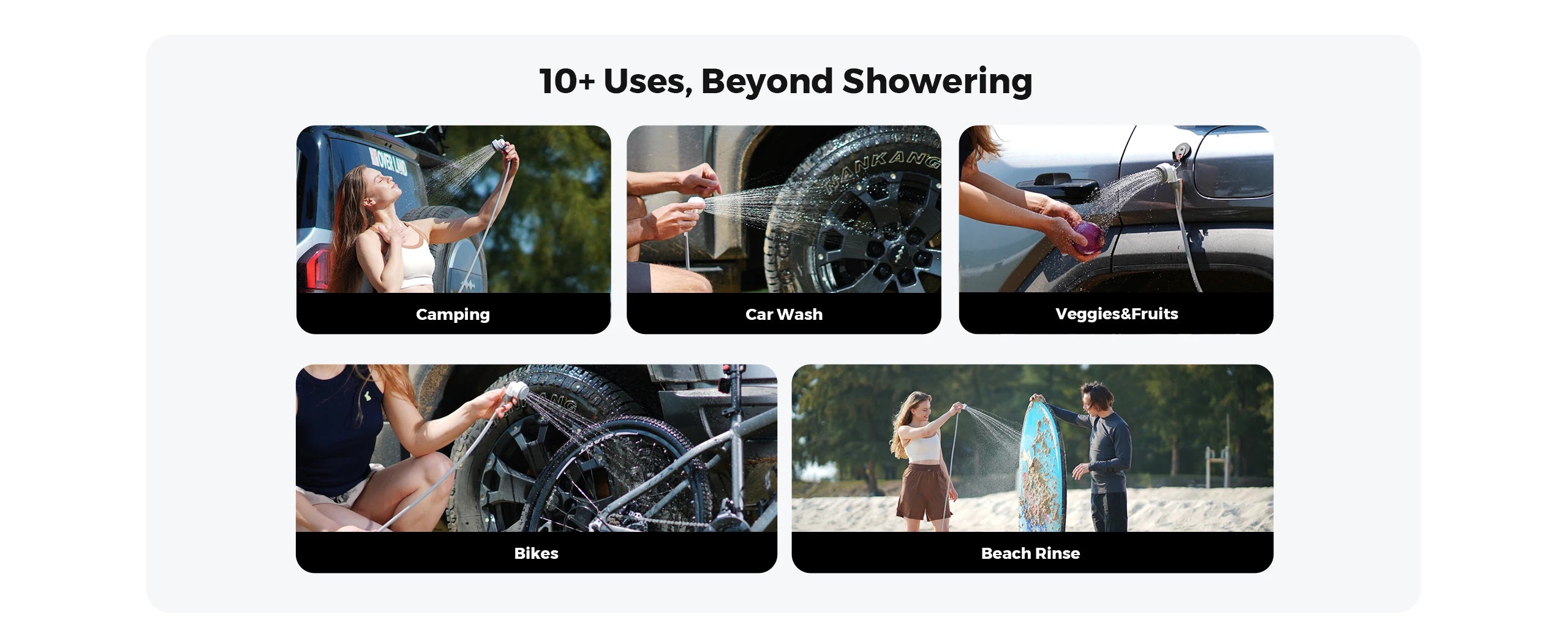 FLEXTAIL Portable Shower Pump, IPX7 Waterproof Pump Head and Hose Set, Rechargeable Water Pump for Camping, Outdoor Shower