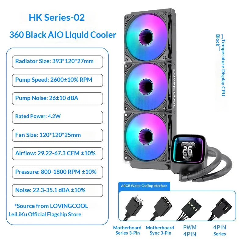 Fmouse Lovingcool Aio Cpu Water Cooler 240mm 360mm Argb Prism Digital Display Temperature Control Aura Sync For Pc Gaming Case