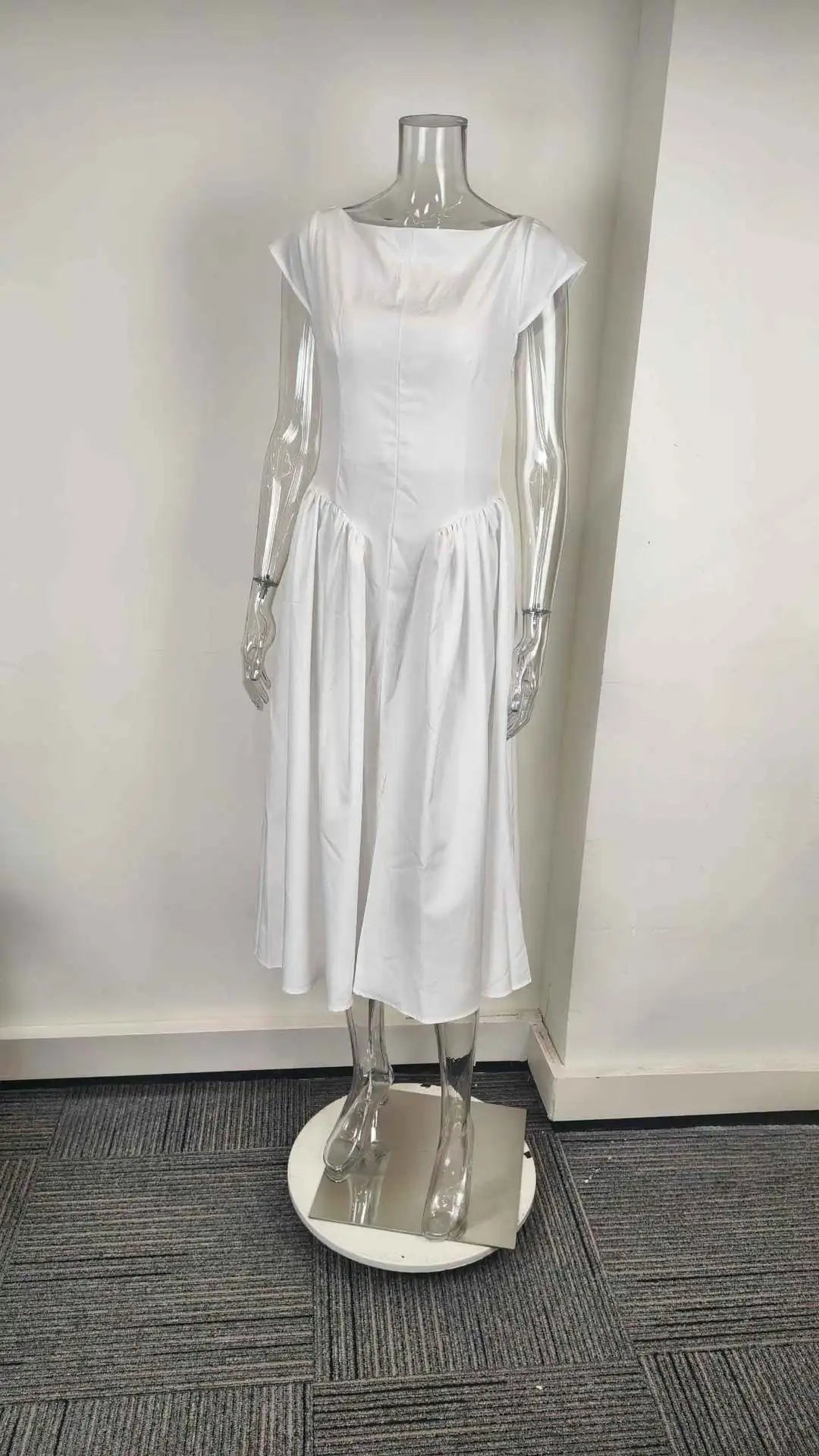 French Elegant Solid Backless Slim Fit Dress