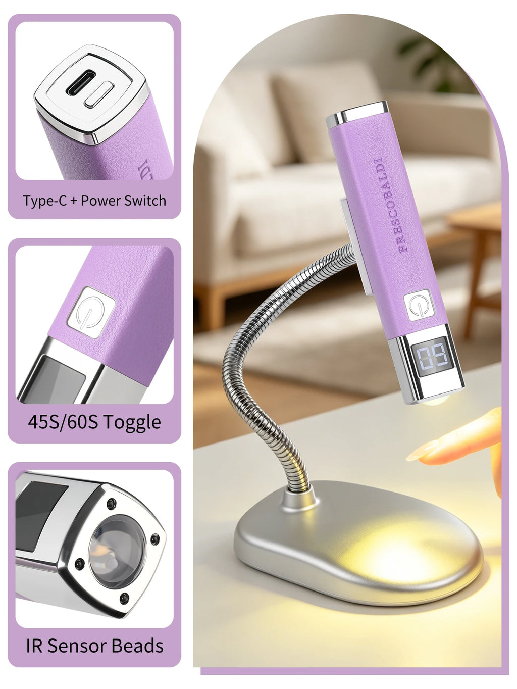 1Pc Rechargeable UV LED Nail Lamp with AI Auto Sensor USB Built-in Battery Nail Dryer Fast Gel  Manicure Tool for Home Salon Use