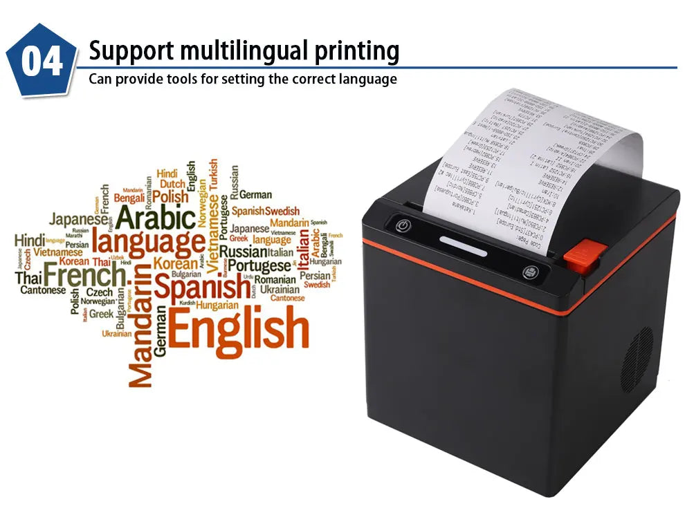 Linerless Label KH80-L Thermal Printer (No-Backing Labels)  for Printing Takeaway Packaging Labels for Restaurants
