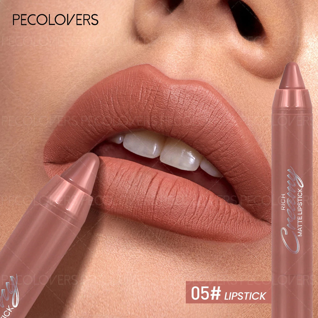 6 Colors Matte Lipstick Pen, Long-Lasting Waterproof Lipstick Crayon,Non Stick Cup, Multi-Color Lipstick Pen