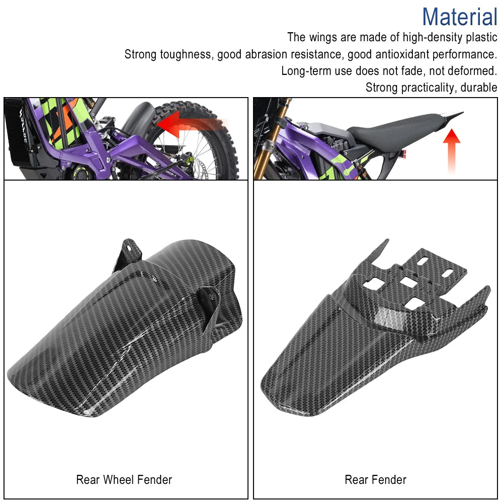 For Segway X260 X160 Carbon Fiber Front Rear Fender Mudguard Set for Sur‑Ron Light Bee X Light Bee S Electric Dirt Bike Parts