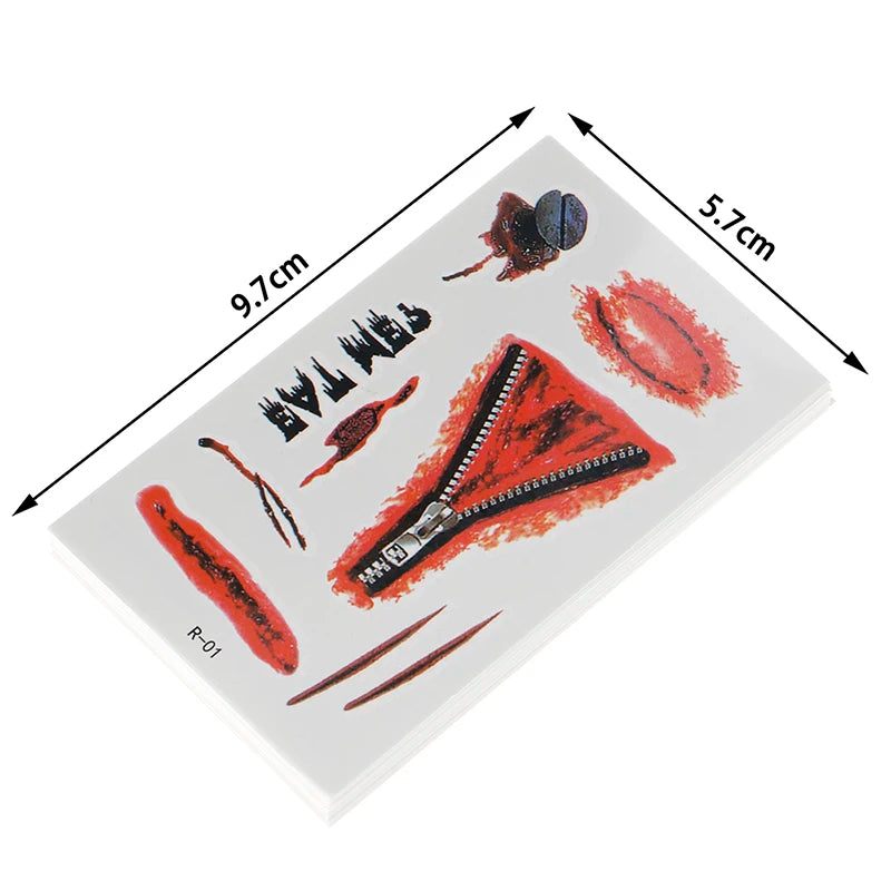 30 PCS Halloween Party Waterproof Temporary Tattoos Stickers For Women Men 3D Reality Vampire Blood Scar Design Tattoo Stickers