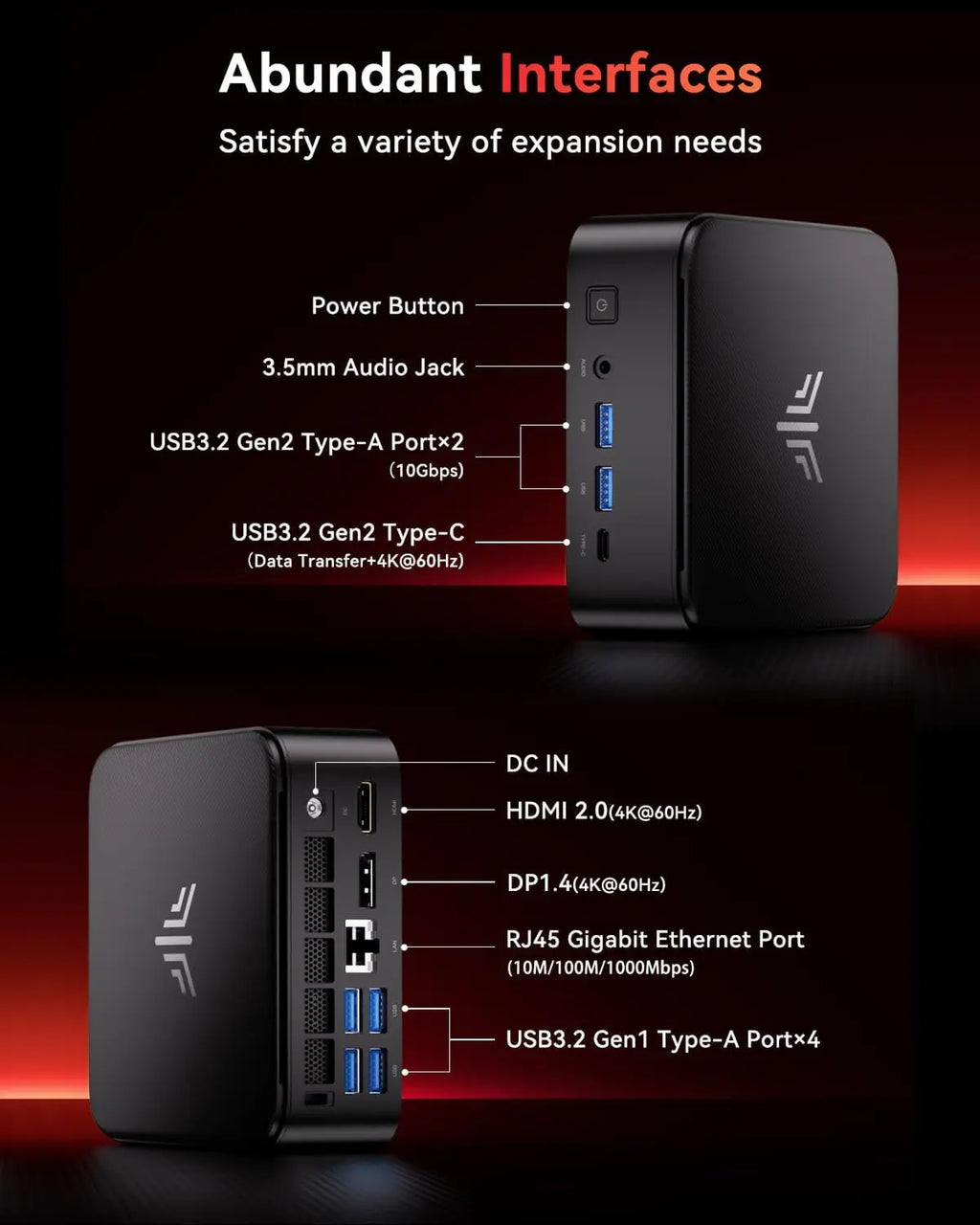 KAMRUI Mini Gaming PC AMD Ryzen7 7735HS 24GB LPDDR5 512GB/1TB M.2 SSD Micro Desktop Computers Max 4.75GHz WiFi 6 BT5.2 4K PC