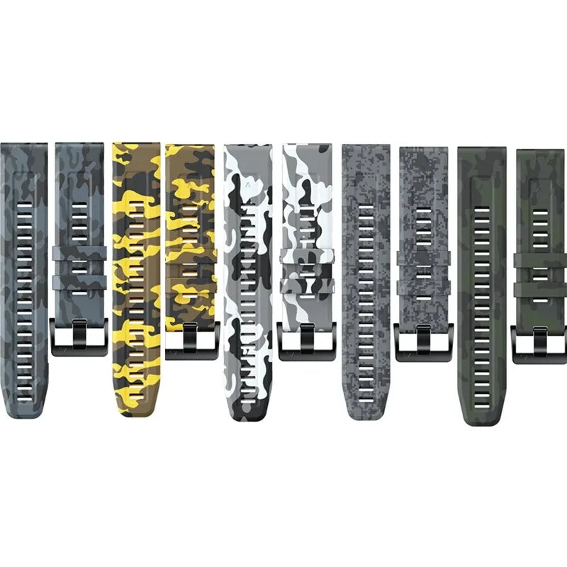 Sports Silicone Camouflage Strap For Garmin Fenix 7 7X Pro Solar Band Epix Pro (Gen 2) 47/51mm 6X Pro Bracelet 22/26mm Watchband