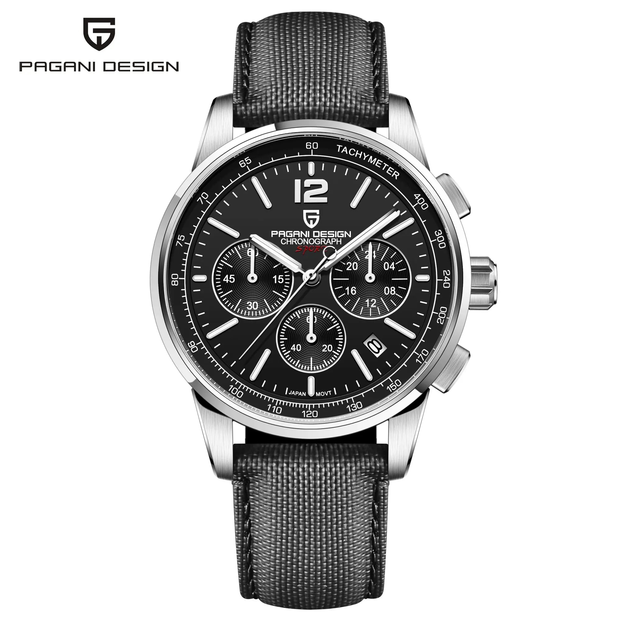 PAGANI DESIGN Men Quartz Watch Modern Light Simple Fashion Pioneer Stainless Steel Tachymeter Waterproof Calendar Luminous Watch