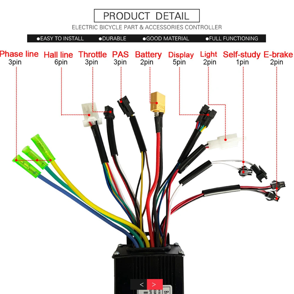 36/48V E-bike Sine Wave 26A 500/750W SM Three Mode Brushless Controller For Electric Bicycle Tricycle Ebike E-Scooter Parts