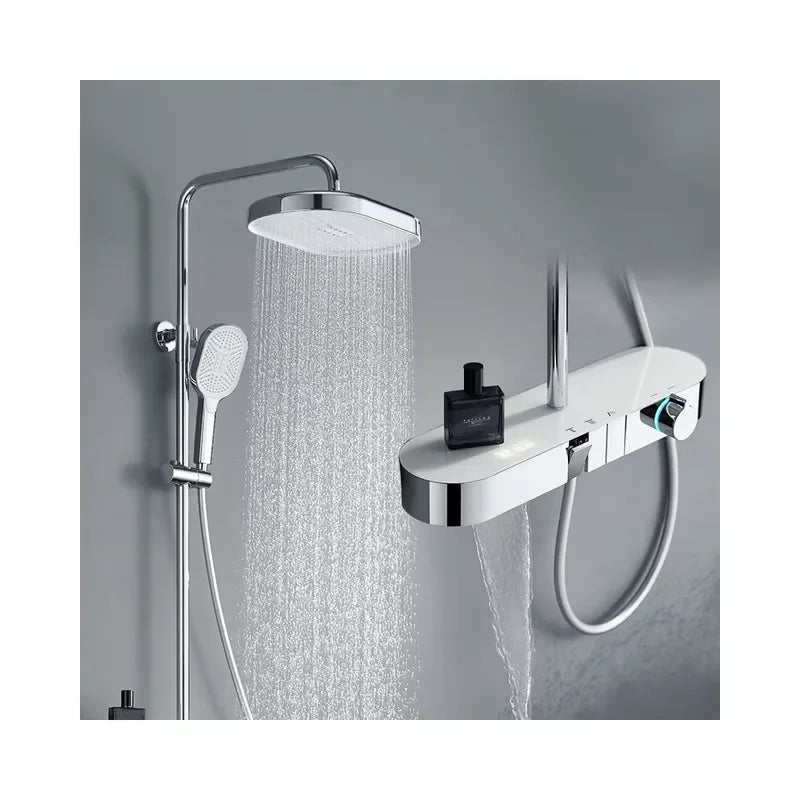 Hot and Cold Wall Mounted Bathroom Shower Set Rain Shower Set Top Rainy Bathing Faucet Chrome Shower Set