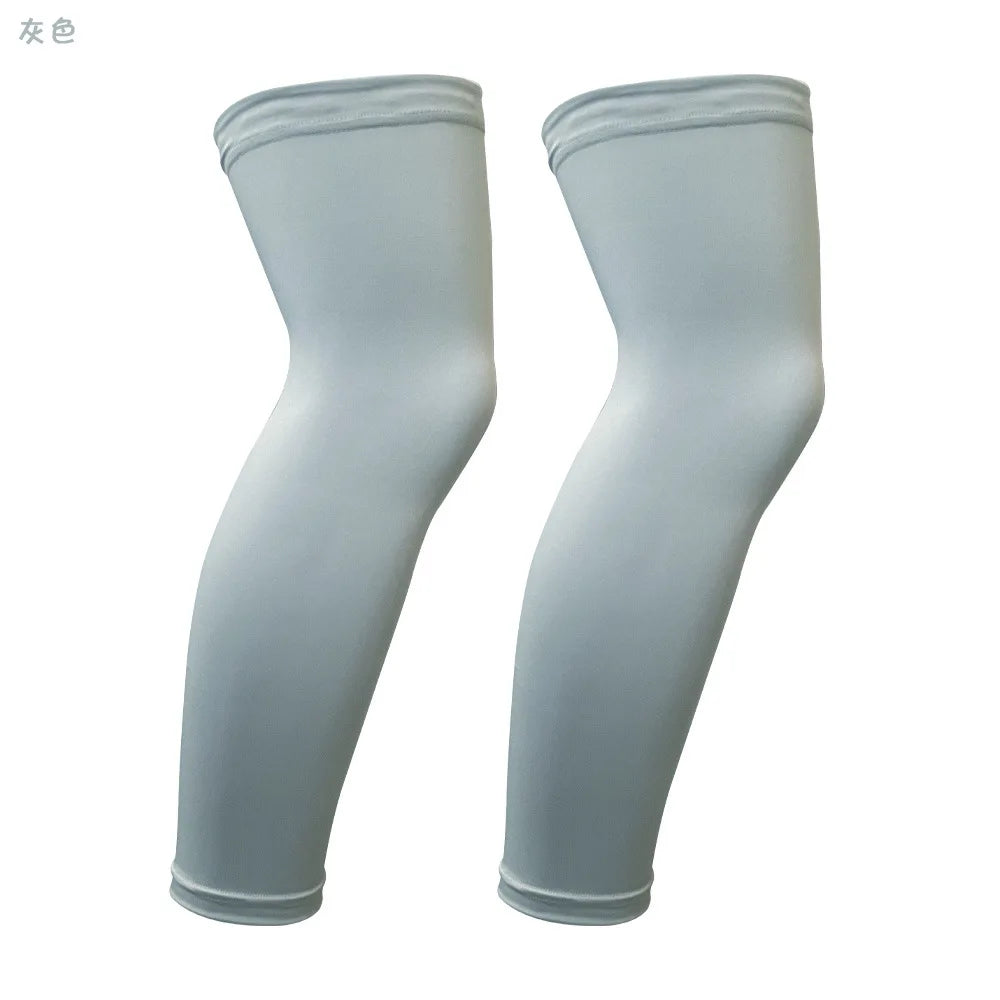 1Pair Long Compression Leg Sleeves for Kids, Comfortable Non-Slip UV Protection Brace Support for Basketball Running Cycling