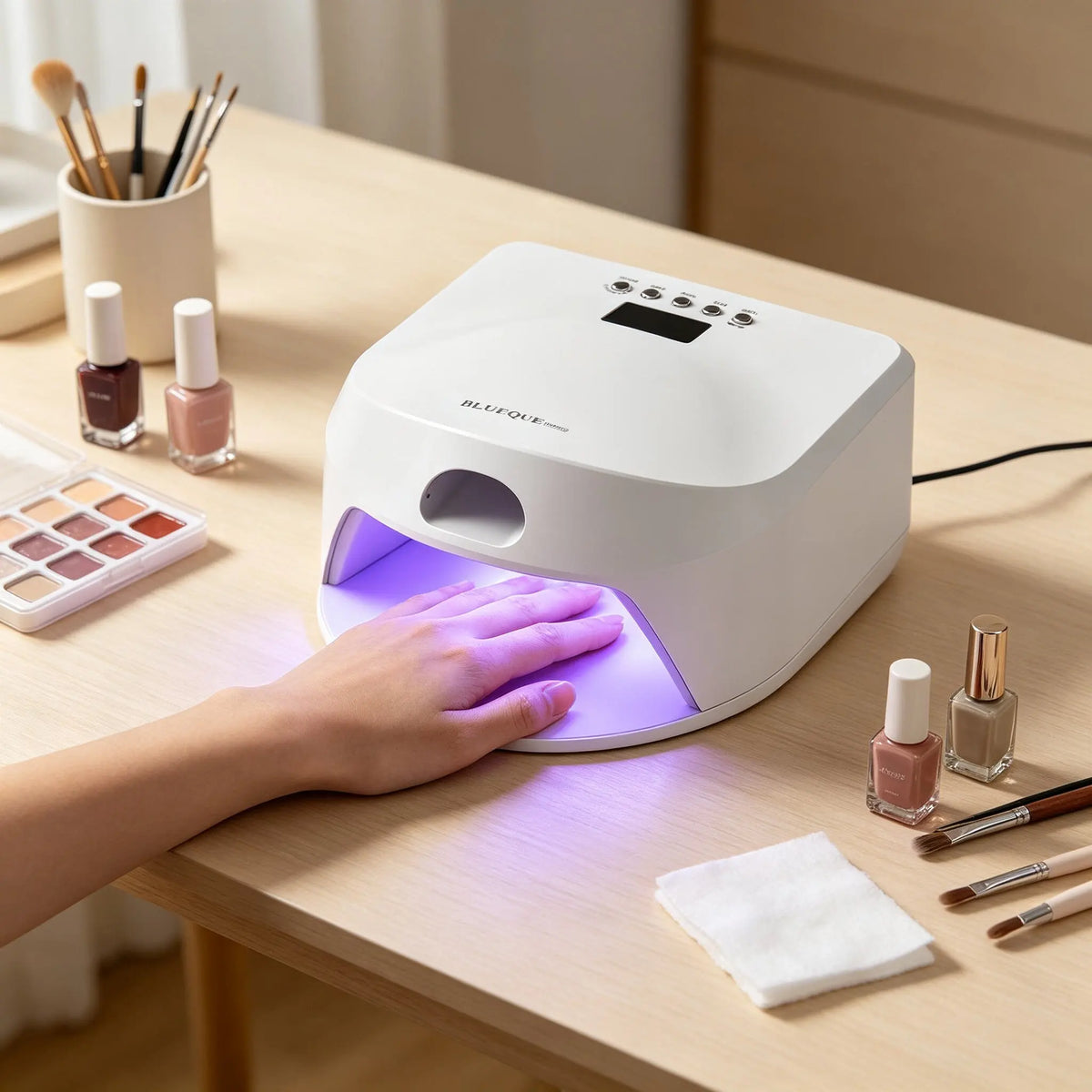 2-in-1 Thumb & Full Hand UV LED Nail Lamp Fast Drying Nail Dryer with Magnetic Mirror Base Smart Auto Sensor for Gel Nails