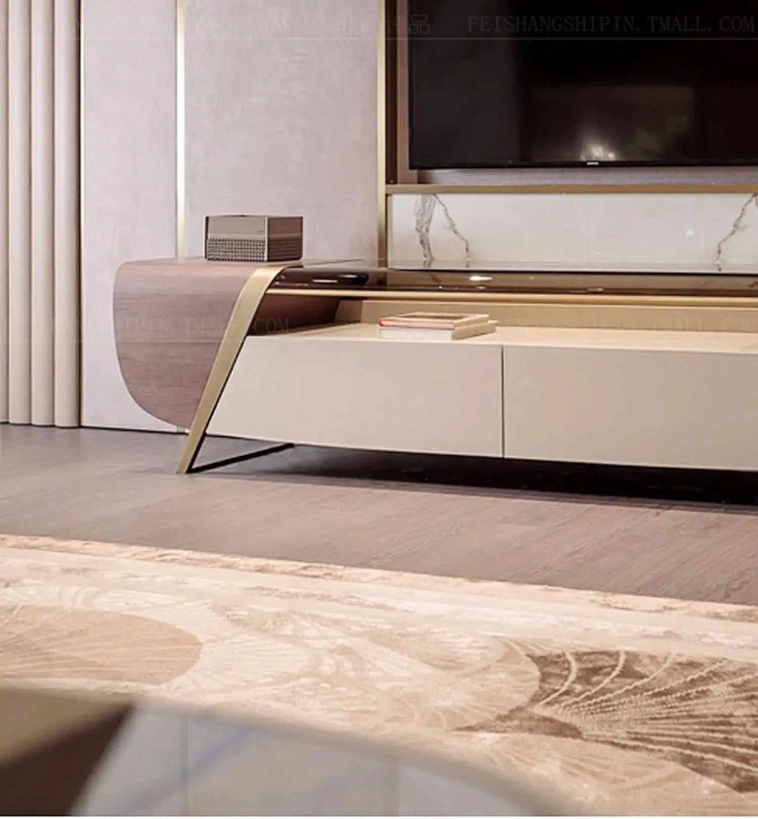 Light luxury Hong Kong-style postmodern floor cabinet Italian minimalist living room audio and video cabinet