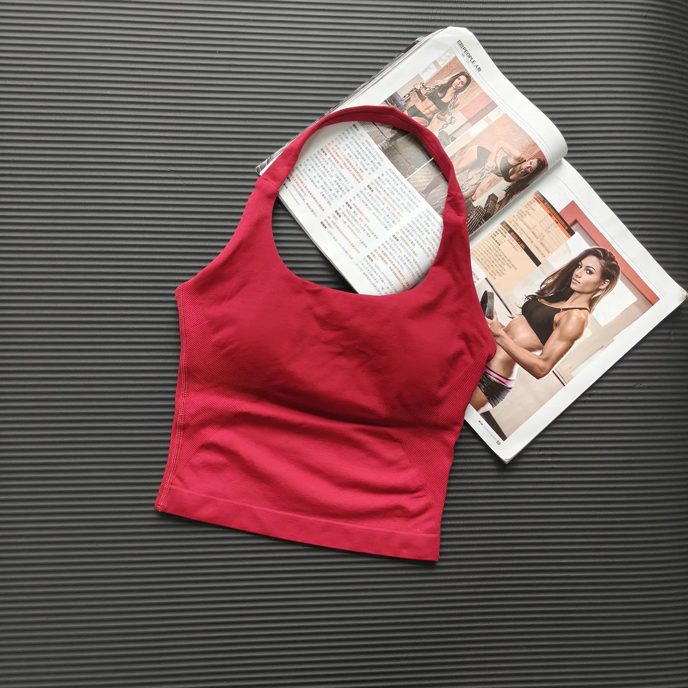 1DF-CY Women Seamless Halter Yoga Crop Top High Elastic Sports Bra Fitness Workout Gym Running Breathable Activewear Tank Top