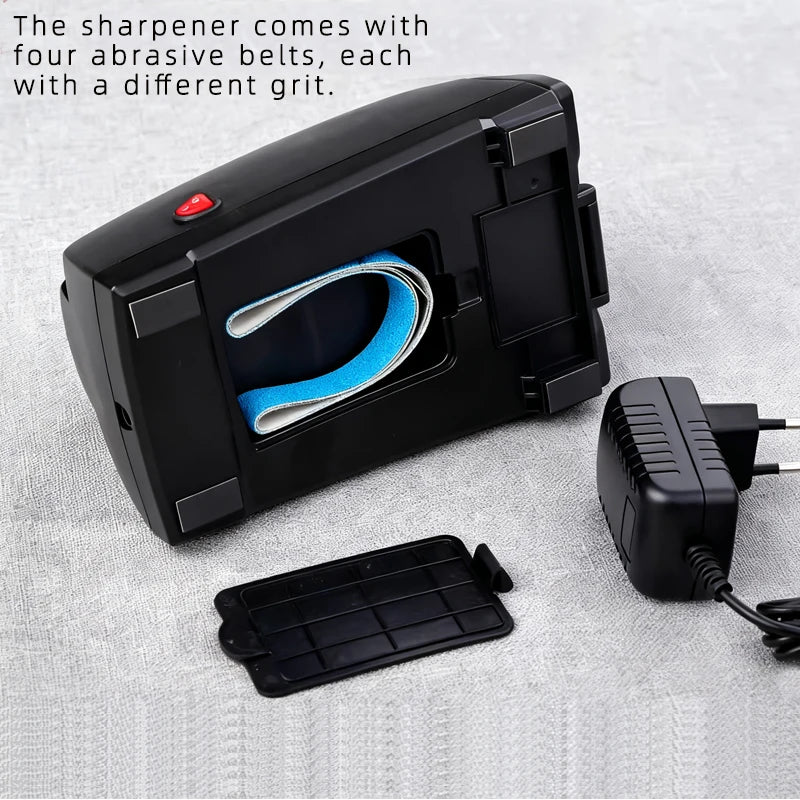 Knife Sharpener Electric, 4-Stage Professional Sharpener with 120-1000# Grit Sanding Belt, Fast & Precise for Kitchen Chef Tools