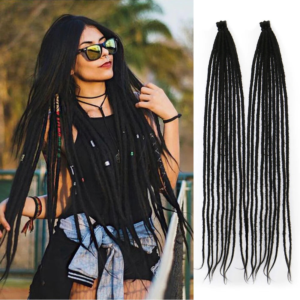 24 Inch DreadLock Extensions Handmade Thin And Soft Reggae Hip-Hop Style Synthetic DreadLock Extensions Crochet Hair for Women