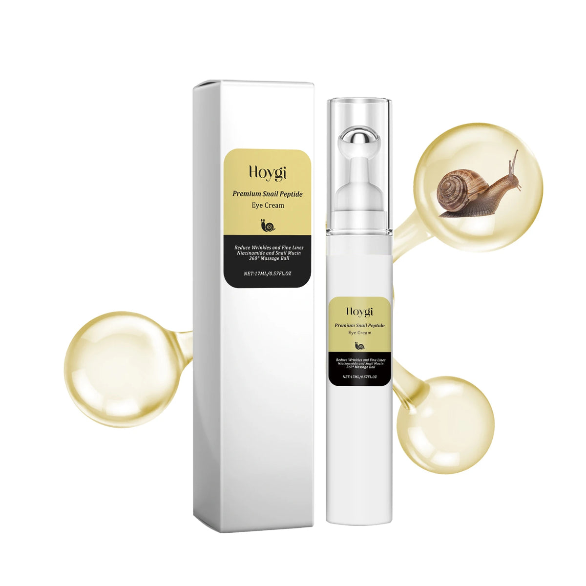 Snail Peptide Eye Cream Remove Eye Bag Anti-Puffiness Fade Dark Circle Firming Skin Roller Massage Nourishing Care Eye Cream