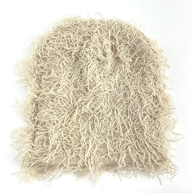 1pc Distressed Camouflage Beanie Fuzzy Winter Hats Thick Warm Head Caps Snow Hats Skull for Men Outdoor Ski Knit Cap Fall Outfit