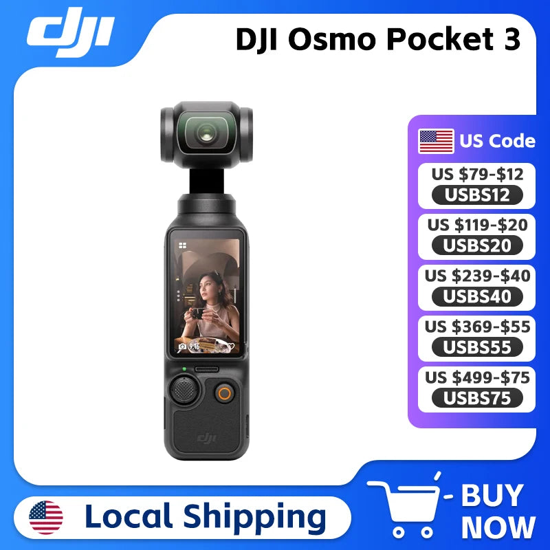 DJI Osmo Pocket 3 Vlogging Camera 1-Inch CMOS &4K/120fps 3-Axis Gimbal Mechanical Stabilization Original Brand in Stock