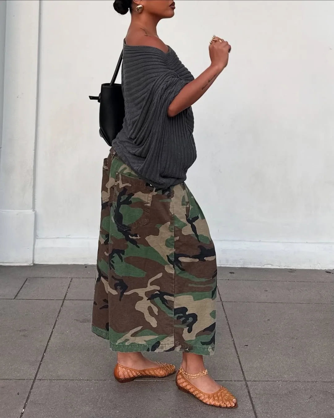 Women's Camouflage Wide Leg Pants Loose Casual High Waist Trousers Vintage Pockets Cropped Pants 2025 Streetwear Harajuku Capris