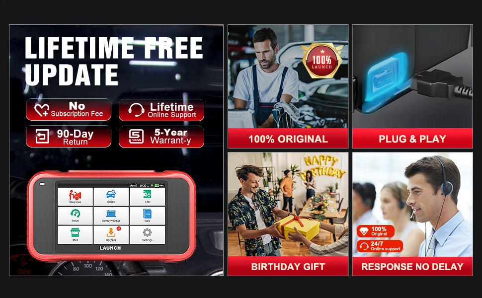 [Lifetime Free Update] 2026 LAUNCH X431 CRP123E V3.0 Car Diagnostic Tools ABS SRS AT ENG OBD2 Scanner Full OBD2 Functions