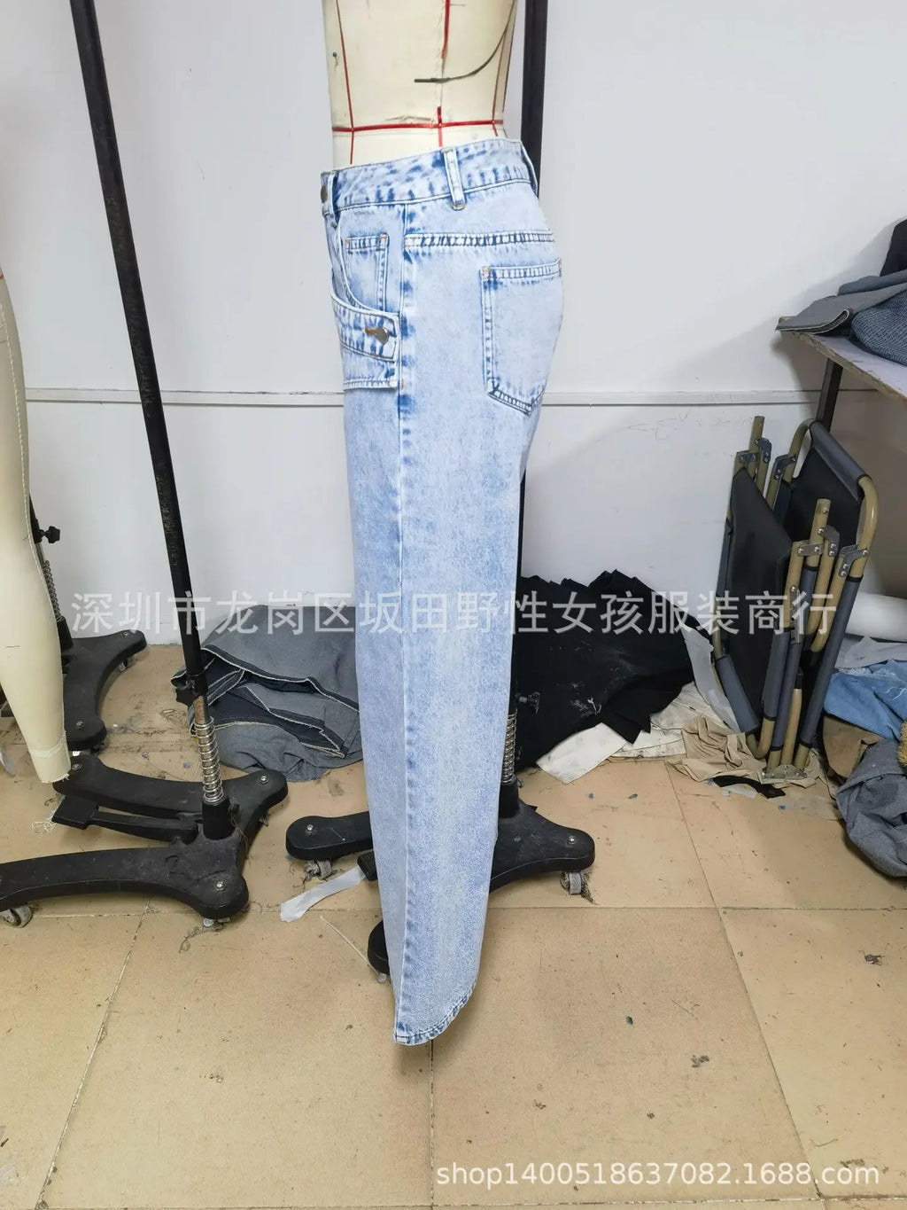 Denim Pant Women Jeans Vintage Wide Leg Long Pants High Waist Straight Trousers Y2k Streetwear Elegant Splice Work Casual Loose