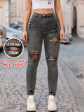 【Non-Denim】Women's Faux Denim Print Leggings, Sports Casual Skinny Pants, Thin Soft Skin-Friendly Yoga Pants, All Seasons Wear L