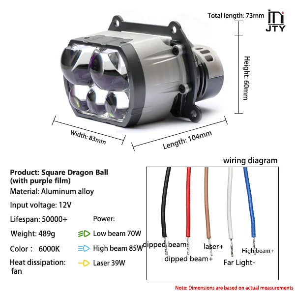 YINDING100W 3.0-inch LED five lens car light 6000K, motorcycle off-road LED light, modified car parts car LED headlights