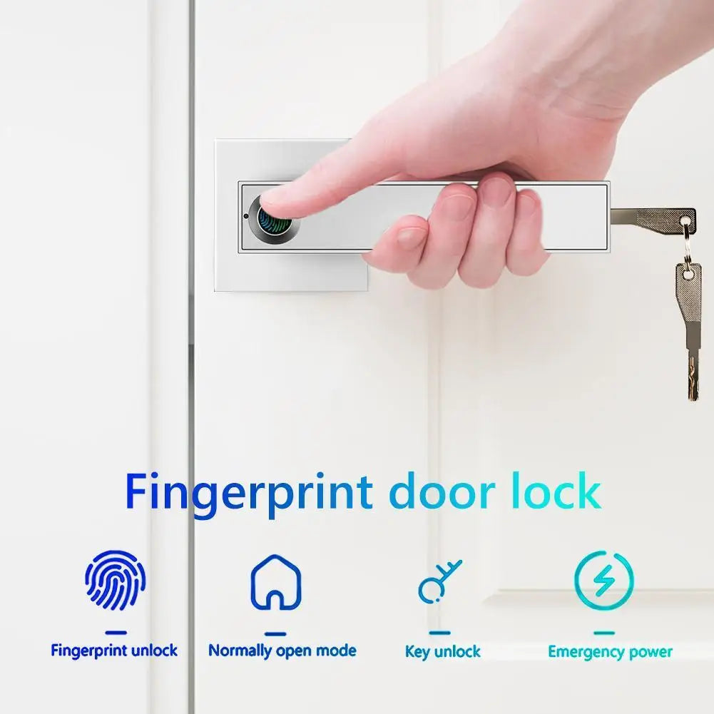 Fingerprint Door Lock Handle Smart Entry Fingerprint Electronic Door Lock Semiconductor Smart Lock Home Office w/Key