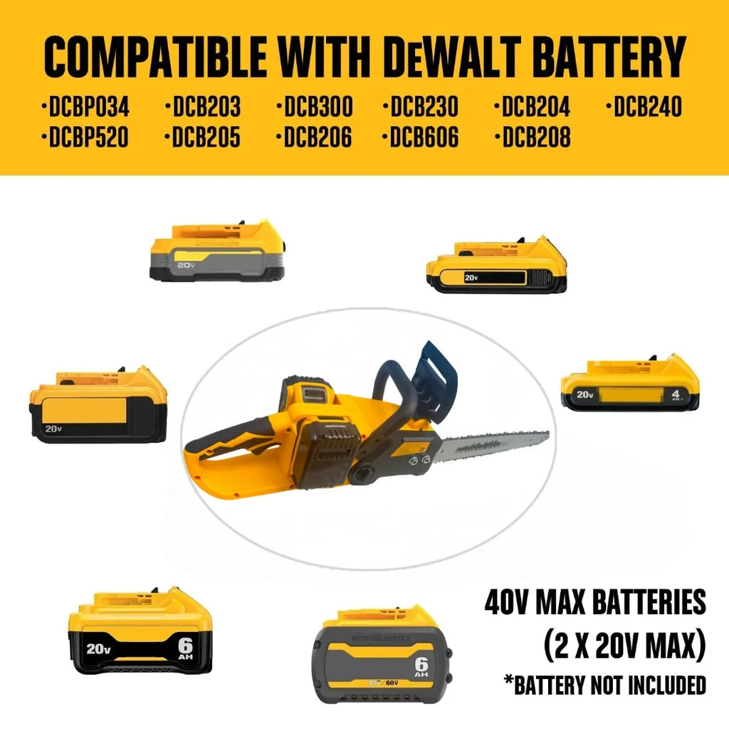 For DeWALT 20V battery 16-Inch Brushless Chainsaw 40V (2 x 20V MAX) Cordless Battery Powered Chain Saw