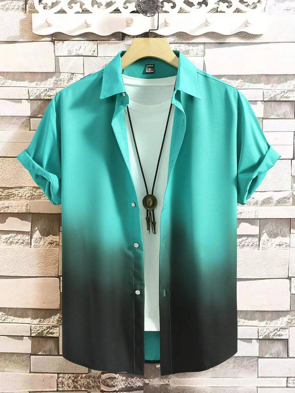 Hawaiian Men's Short Sleeved Shirt with Summer Gradient Design, 3D Graphic Printing, Loose Oversized Lapel Casual Shirt