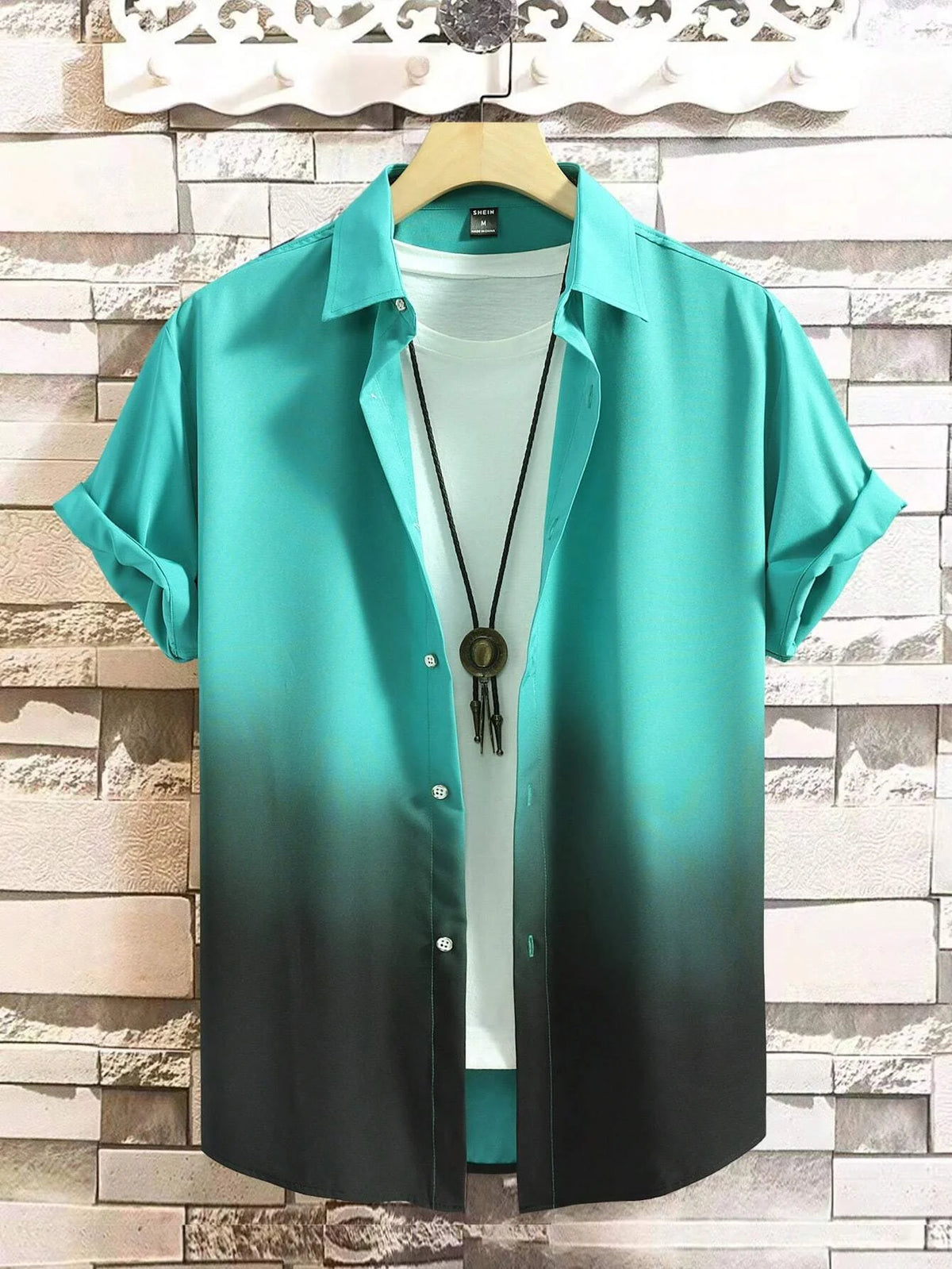 Hawaiian Men's Short Sleeved Shirt with Summer Gradient Design, 3D Graphic Printing, Loose Oversized Lapel Casual Shirt