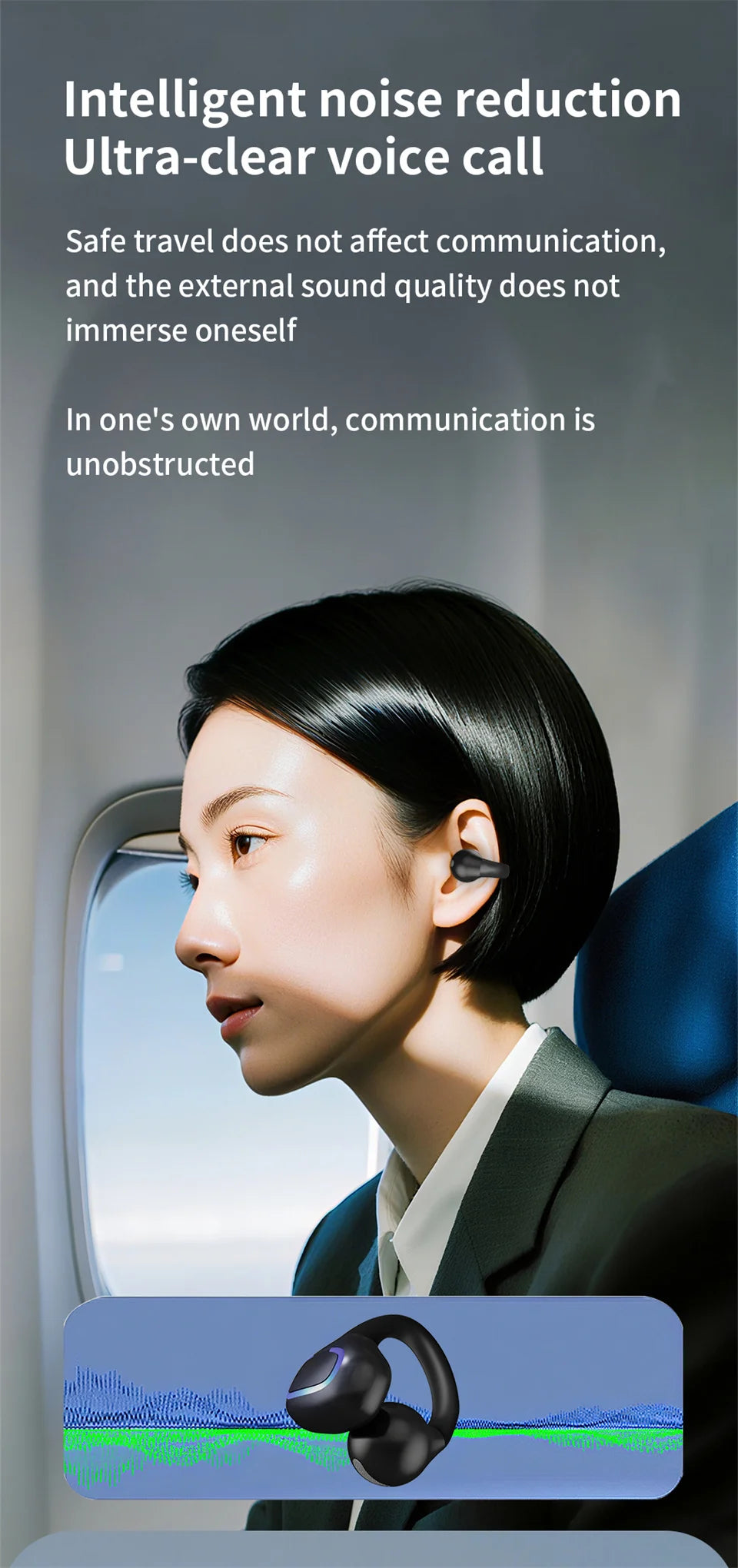 Earphone Clip Wireless Bluetooth Headphone Air Conduction Headset High Quality TWS Auriculares Sport Noise Canceling With Mic