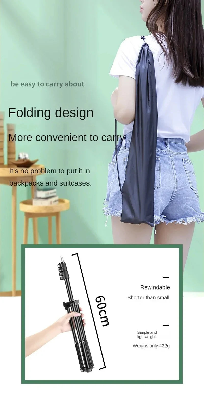 160cm Live Broadcast Photo Tripod Landing Type Camera Anchor Video Selfie Light Frame Metal Mobile Phone Holder