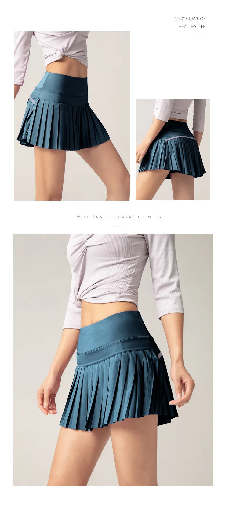 Summer Women Sports Anti Exposure Pleated Golf Tennis Skirts Fitness High Waist Elastic Athletic Run Shorts With Pocket