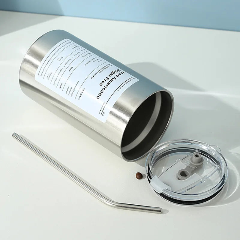 1PC High Capacity American Stainless Steel Tumbler Double Wall Insulated Coffee Cup Creative Straw Water Mug Household Goods