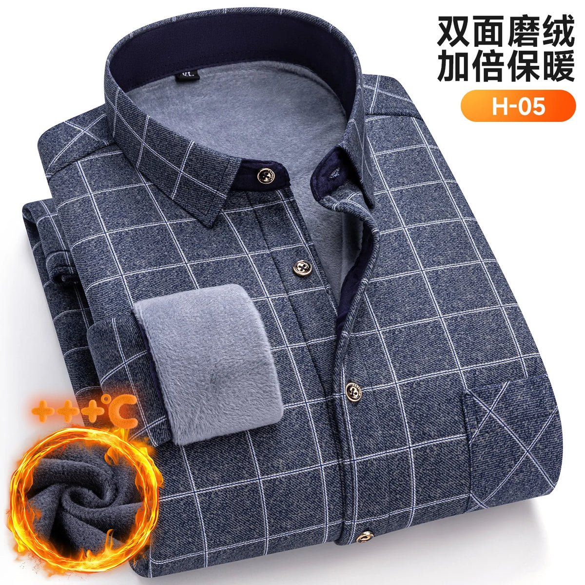 Plus Size 8XL 7XL 6XL Men's Thickene Shirt Long Sleeve Fleece Warm Winter Autumn Casual Soft Print Daily Thermal Male Clothing