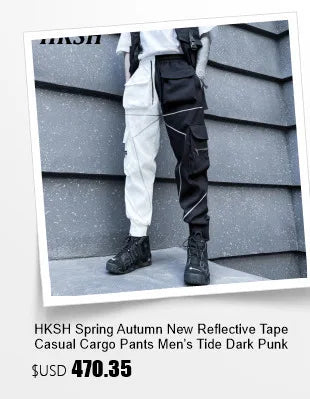 HKSH Autumn New Men's Hooded Distressed Patchwork Folded Waste Land Tactical Punk Techwear Shoulder Batwing Sleeve Jacket HK2392