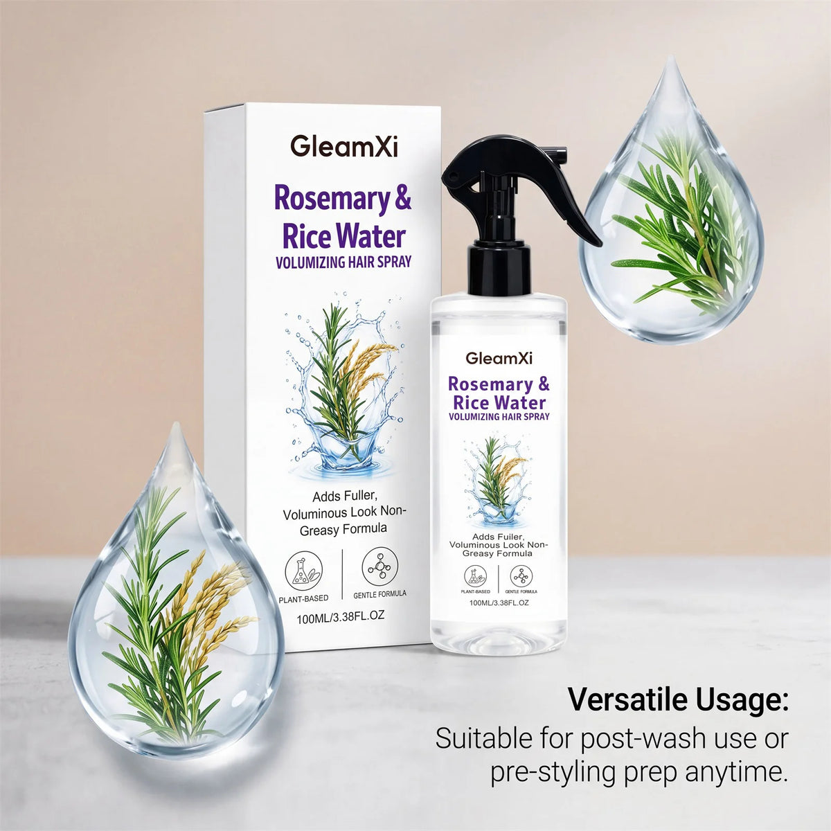 Rosemary & Rice Water Hair Spray Made with 100% Natural Extracts  Lightweight Non-Greasy Formula For Softer Smoother-Looking Hai