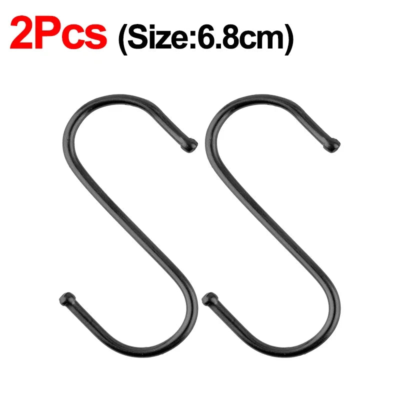 2/10Pcs S-Shape Hook Stainless Steel Clothes Bags Towels Plants Hanging Rack Multi-function Kitchen Bedroom Railing Hanger Hook