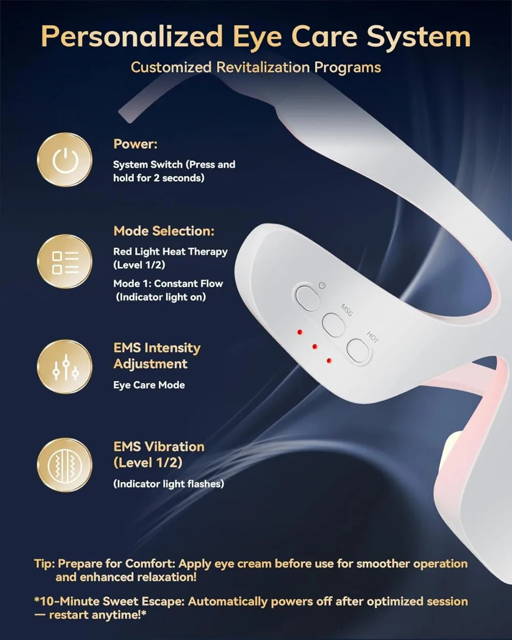 Smart Eye Massager 3D Red Light Eye Fatigue Dark Circles Relaxing Under-Eye Glasses Massage Beauty Machine