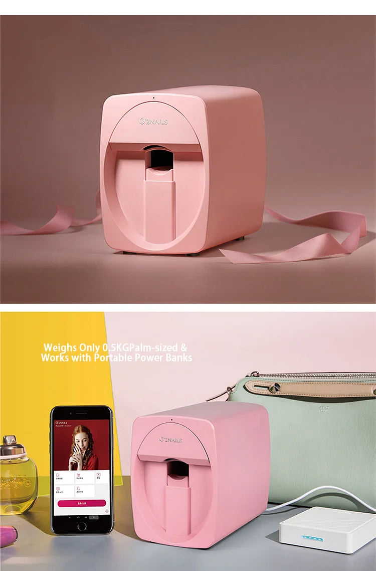 Nail Art Printer Portable 3D Nail Painting Machine, Massive Design, Mobile App Control DIY Nail Printer, Suitable for Family SA