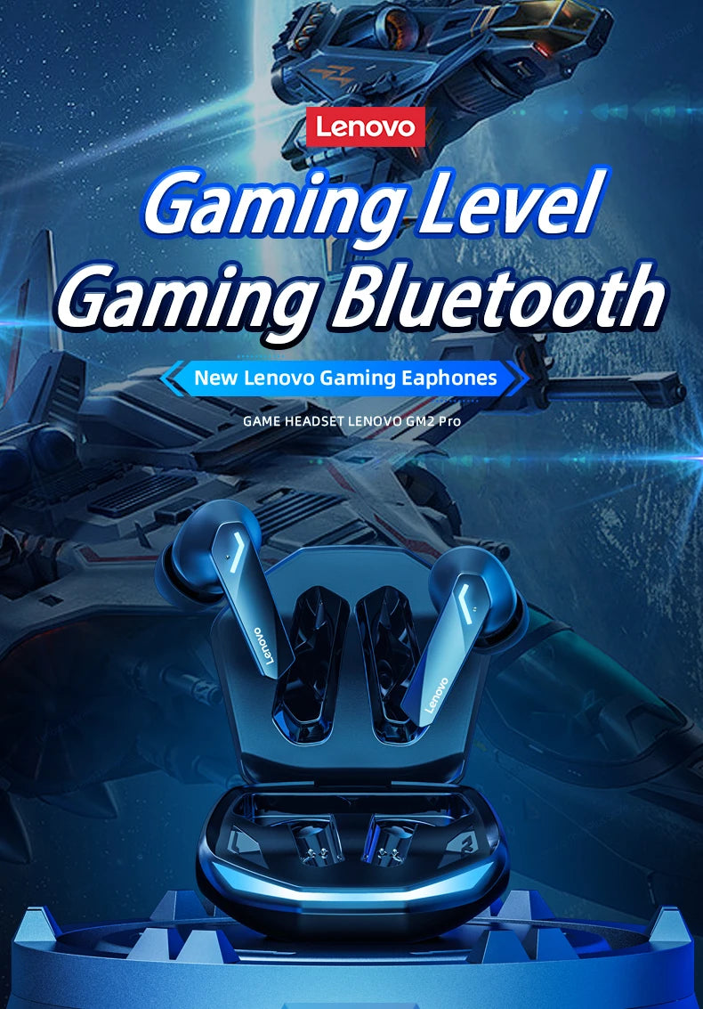 Original Lenovo New GM2 Pro Gaming Headset LED Digital Display Wireless Sport Earbuds HD Call Low Latency Headphones Waterproof
