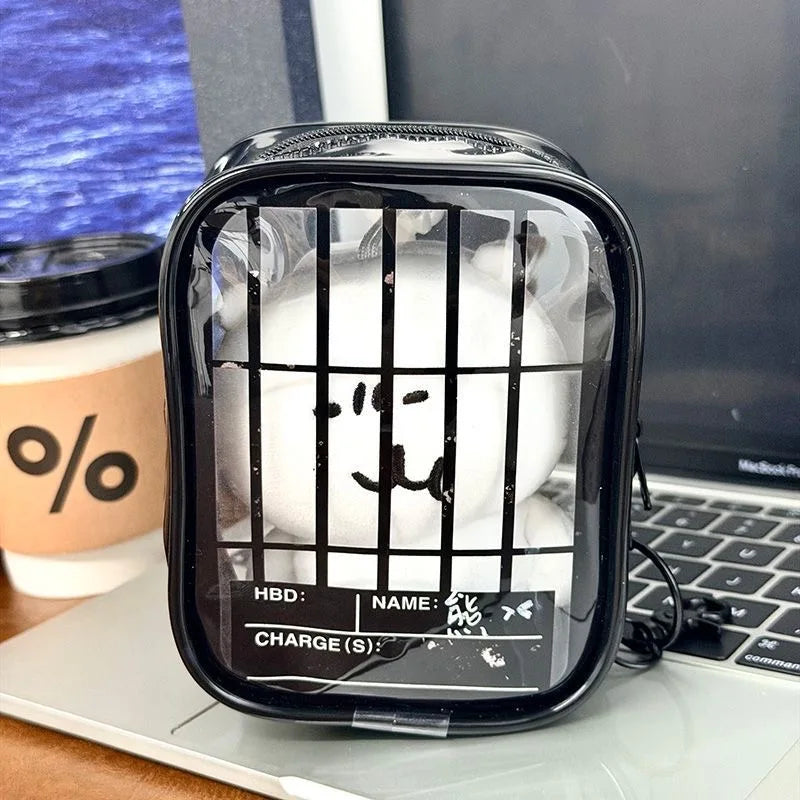 New Fun Creative Prison-themed Itabag Transparent Case For 13cm Doll Portable Clear Keychain Gift Box Collectibles Storage Pouch