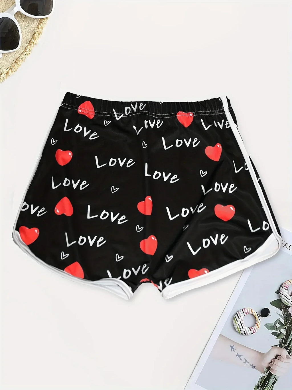 European Fashion Summer Shorts Heart Print Sexy Ladies Casual Streetwear Clothes Shorts Femme
