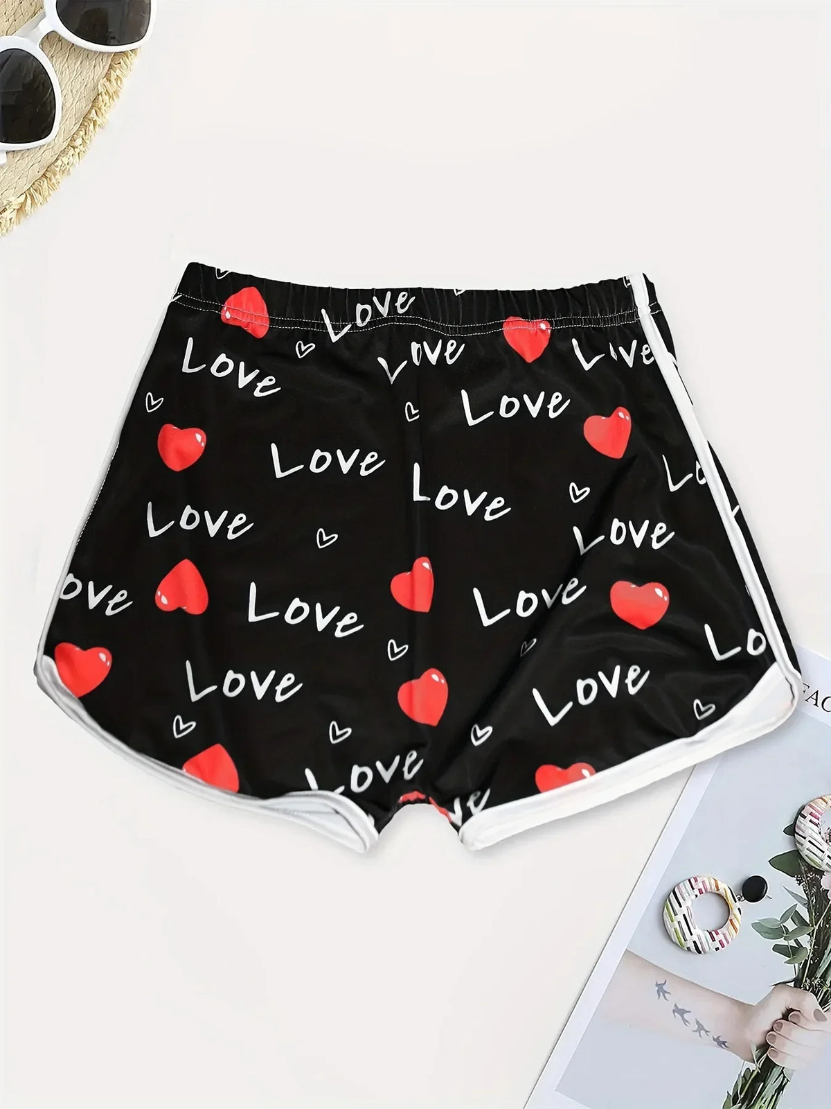 European Fashion Summer Shorts Heart Print Sexy Ladies Casual Streetwear Clothes Shorts Femme