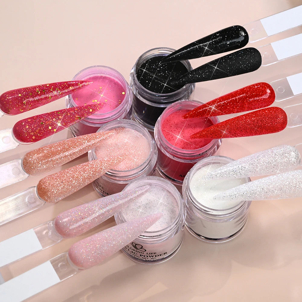 6Pcs/Set Burgundy Mocha Brown Nail Acrylic Powder Autumn&Winter Colors Nails Polymer for Nail Art Extension/Carving/Dipping Dust