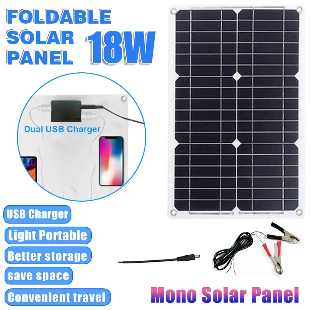 3000W/4000W/5000W/6000W Solar Panel System Power Inverter Kit 12V to 220V with 18V Solar Panel+30A Charge Controlle Power